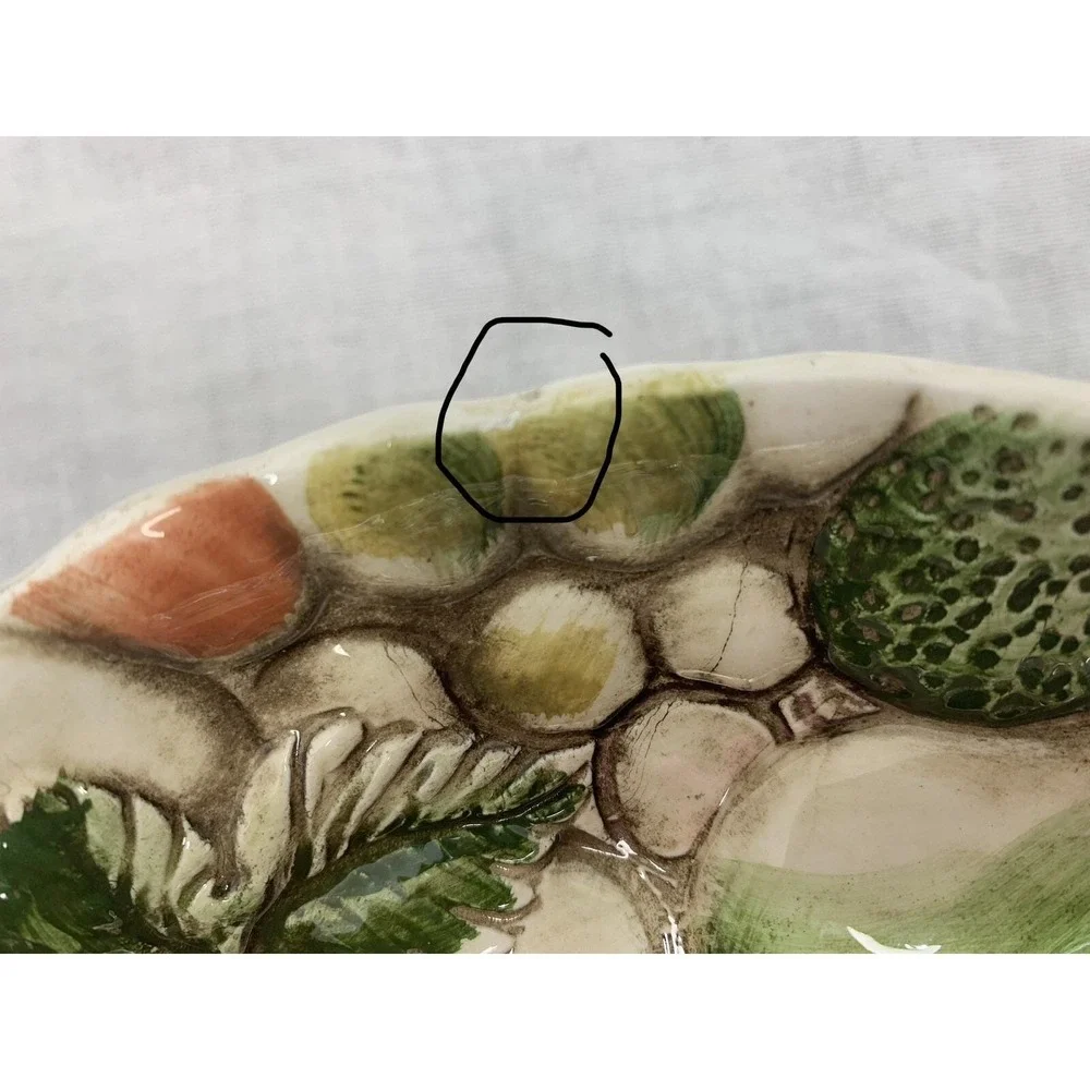 Lefton's Pedestal Dessert Plate Majolica Style Raised Fruit Design 8.5